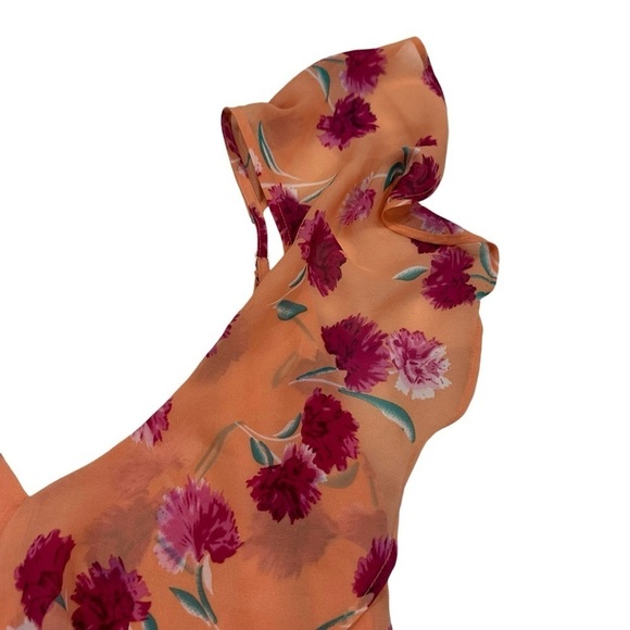 Lulu’s Bloom Forever Coral Orange Floral Print Ruffled High-Low Dress - Picture 8 of 14